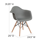 Flash Furniture - Chaise en plastique gris Moss de la série Alonza avec pieds de bois-Pour l'usage commercial