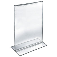 Azar Displays 17" x 11" Vertical Double Sided Stand Up Acrylic Sign Holder, Clear, 10 Pack (152708)-Stand up sign holder is perfect for tabletop displays, restaurant table displays, and hotel concierge desks