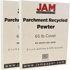 JAM Paper Parchment Cardstock, 8.5 x 11, 65lb Pewter Recycled, 2 packs of 50 (96600800g)-Pewter