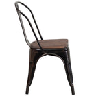 Flash Furniture Black-Antique Gold Metal Stackable Chair with Wood Seat-Stack Quantity: 8