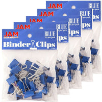 JAM Paper Binder Clips, Small, 19mm, Blue Binderclips, 5 packs of 25 (334BCBUg)-Size: 0.75"