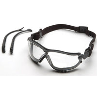 Pyramex V2G Safety Goggles with Clear H2MAX Anti-Fog, 6 Pack (GB1810STM)-Scratch resistant polycarbonate lens with black frame. Black temple and headstrap options included