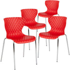 Flash Furniture - Chaise Lowell empilable de conception contemporaine en plastique rouge-Quantité de pile: 5