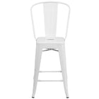 Tabouret à hauteur de comptoir de qualité commerciale, de 24 po avec dossier en métal blanc pour l'intérieur et l'extérieur-Ensemble de 4 tabourets de style bistro