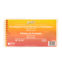 Geocan Full Window Packing Slip Envelopes - 10"W x 5-1/2"L - 100 Pack-Clear Window