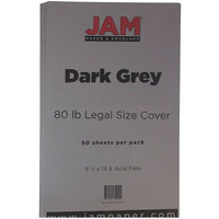 JAM Paper Matte Legal Cardstock, 8.5 x 14, 80lb Dark Grey, 50/Pack (64429535)-Colour: Dark Grey