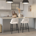 CorLiving DDW-351-B Blakeley Velvet Barstool in Cream - Set of 2-Convenient footrest for ease and comfort