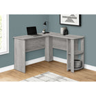 Monarch Specialties 7720 Computer Desk - Industrial Grey L-Shaped Corner/2 Shelves-Open and closed storage options on the right side include 2 cubbies with 1 fixed shelf panel