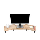 ShoppingAll Dual Monitor Stand and Riser - Walnut-Made of MDF platform and aluminum feet with silicones pads