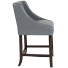 Flash Furniture Carmel Series 24" High Transitional Tufted Walnut Counter Height Stool - Light Grey Leather - 2 Pack-Button Tufted Back