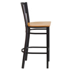 Flash Furniture HERCULES Series Black Circle Back Metal Restaurant Barstool - Natural Wood Seat - 2 Pack-Natural Finished Wood Seat
