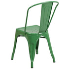 Flash Furniture Green Metal Indoor-Outdoor Stackable Chair-Curved Back with Vertical Slat