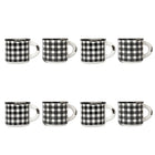 CTG Brands Ceramic Plaid "Enamel" Mug Set, 15.2 oz, Black, 8 Pack-Packaging: includes 8 mugs in total, all in the same colour and size, perfect for friends and family gatherings