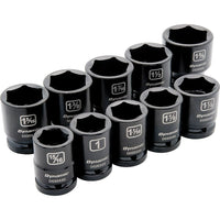 Dynamic Tools 3/4" Drive 10 Piece 6 Point, Standard Length, Impact SAE Socket Set, 15/16" - 1-5/8"-Contains: 15/16", 1", 1-1/16", 1-1/8", 1-1/4", 1-5/16", 1-3/8", 1-7/16", 1-1/2", 1-5/8"