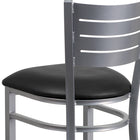 Flash Furniture HERCULES Series Silver Slat Back Metal Restaurant Barstool - Black Vinyl Seat - 2 Pack-Two Curved Support Bars