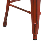 Flash Furniture 24" High Backless Distressed Kelly Red Metal Indoor-Outdoor Counter Height Stool-500 lb. Weight Capacity