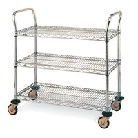 Standard-Duty Utility Cart with Wire Shelves, 3-Shelves, 24" x 24" (MW701)-No. of Shelves: 3