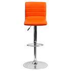 Flash Furniture Contemporary Orange Vinyl Adjustable Height Barstool with Horizontal Stitch Back & Chrome Base - 2 Pack-Mid-Back Design