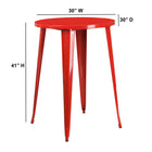 Table ronde 30 po en métal rouge à hauteur de bar, intérieur/extérieur (CH-51090-40-RED-GG)-30 larg. x 30 prof. x 41 haut. (po)