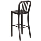 Flash Furniture Commercial Grade 30" High Black-Antique Gold Metal Indoor-Outdoor Barstool with Vertical Slat Back - 2 Pack-Ergonomic Contoured Seat