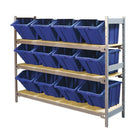 Kleton Wide Span 3 Shelf Shelving with Plastic Bins, Blue-Ideal for storing supplies in warehouses or shops