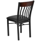 Flash Furniture Eclipse Series Vertical Back Black Metal & Walnut Wood Restaurant Chair with Black Vinyl Seat - 2 Pack-2" Thick Foam Padded Seat