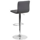 Tabouret de bar contemporain à hauteur réglable touffeté à boutons en vinyle gris avec base en chrome-Dossier et siège touffetés à boutons