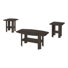 Monarch Specialties 7873P Table Set - 3Pcs Set/Brown Oak-3-piece set includes 1 coffee table and 2 matching end tables with ample surface space and lower shelves for magazines, books, or other decorative items