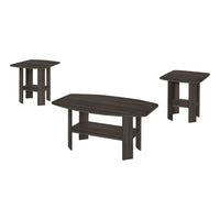 Monarch Specialties 7873P Table Set - 3Pcs Set/Brown Oak-3-piece set includes 1 coffee table and 2 matching end tables with ample surface space and lower shelves for magazines, books, or other decorative items