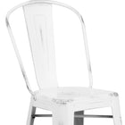 Flash Furniture Commercial Grade 30" High Distressed Metal Indoor-Outdoor Barstool with Back - White-Cross Brace under seat provides extra stability