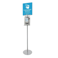 Futech Hand Sanitizer Floor Stand with 500 ml Bottle - Silver-Floor Stand Display