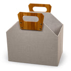 Truu Design Foldable Storage Bin with Bamboo Handle - 13" x 13.4" - Beige-Embraces minimalism and modernism, great for any living room, bedroom or bathroom