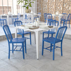 Chaise pour l'intérieur / l'extérieur en métal bleu de qualité commerciale, lot de 2-Patins de nivellement à vis