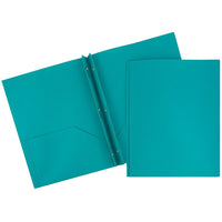 JAM Paper Plastic POP Two Pocket Clasp School Folder with Prong Clip Fasteners, Teal 12 Pack (313525341ug)-1.2 lbs