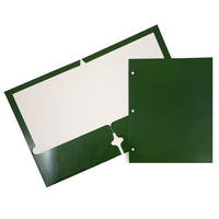 JAM Paper Glossy 2 Pocket 3 Hole Punched Folders, Green, 50 Pack-Green Glossy Cardstock Folders