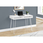 Monarch Specialties 7770 40" Computer Desk - White/White Metal-Metal base featuring white metal hairpin leg for maximum stability