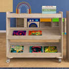 Flash Furniture Bright Beginnings Commercial Space Saving Wooden Mobile Classroom Storage Cart,3 Angled Shelves - Natural-Quick and Easy Assembly with Included Materials