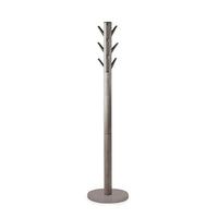 Umbra Flapper Coat Rack - Grey-Flapper has nine flip-down cast aluminum hooks that can be pushed back into its rubberwood pole when not in use
