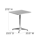 Flash Furniture – Table carrée de 23,5 po en aluminium avec base, intérieur/extérieur (TLH0531)-Pied central et base en aluminium