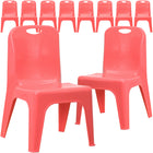 Flash Furniture Plastic Stackable School Chair with Carrying Handle & 11" Seat Height - Red - 10 Pack-Set of 10 Stacking Student Chairs