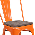 Flash Furniture Orange Metal Stackable Chair with Wood Seat-Orange Powder Coated Frame Finish