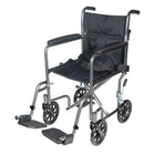 Drive Medical - Fauteuil de transport en acier léger avec accoudoirs longs fixes, largeur d'assise de 17 po-Veines argent, acier