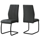 Monarch Specialties 1124 Dining Chair - Grey Leather-Look/Metal - 2 Pack-Set of 2 upholstered dining chairs boasting a unique contemporary style 