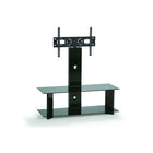 TygerClaw TV Stand for 37" - 60" TV, 17.7" x 50.4" x 47.2", Black-Double Layers TV Stand with 2 black glasses