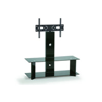 TygerClaw TV Stand for 37" - 60" TV, 17.7" x 50.4" x 47.2", Black-Double Layers TV Stand with 2 black glasses