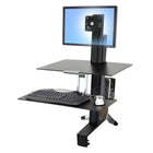 Ergotron WorkFit-S Sit-Stand, Single-LD with Worksurface+, Bright White (33-350-211)-With the push or pull of a hand, you can instantly raise or lower your keyboard and display in one easy motion