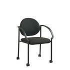 Work Smart Stacking Chair with Casters and Arms, Black-Thick Padded Seat and Back with Molded Foam