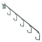 Azar Displays 15" 5-Station Waterfall Faceout Hooks, Chrome, 10 Pack-For pegboard or slatwall