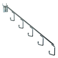 Azar Displays 15" 5-Station Waterfall Faceout Hooks, Chrome, 10 Pack-For pegboard or slatwall