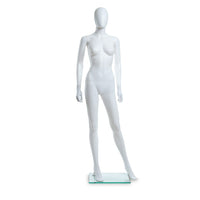 Can-Bramar Adult Female Abstract Unbreakable Mannequin 70"H, Glass Base, Blowing White (PL-F1)-Full Female mannequin